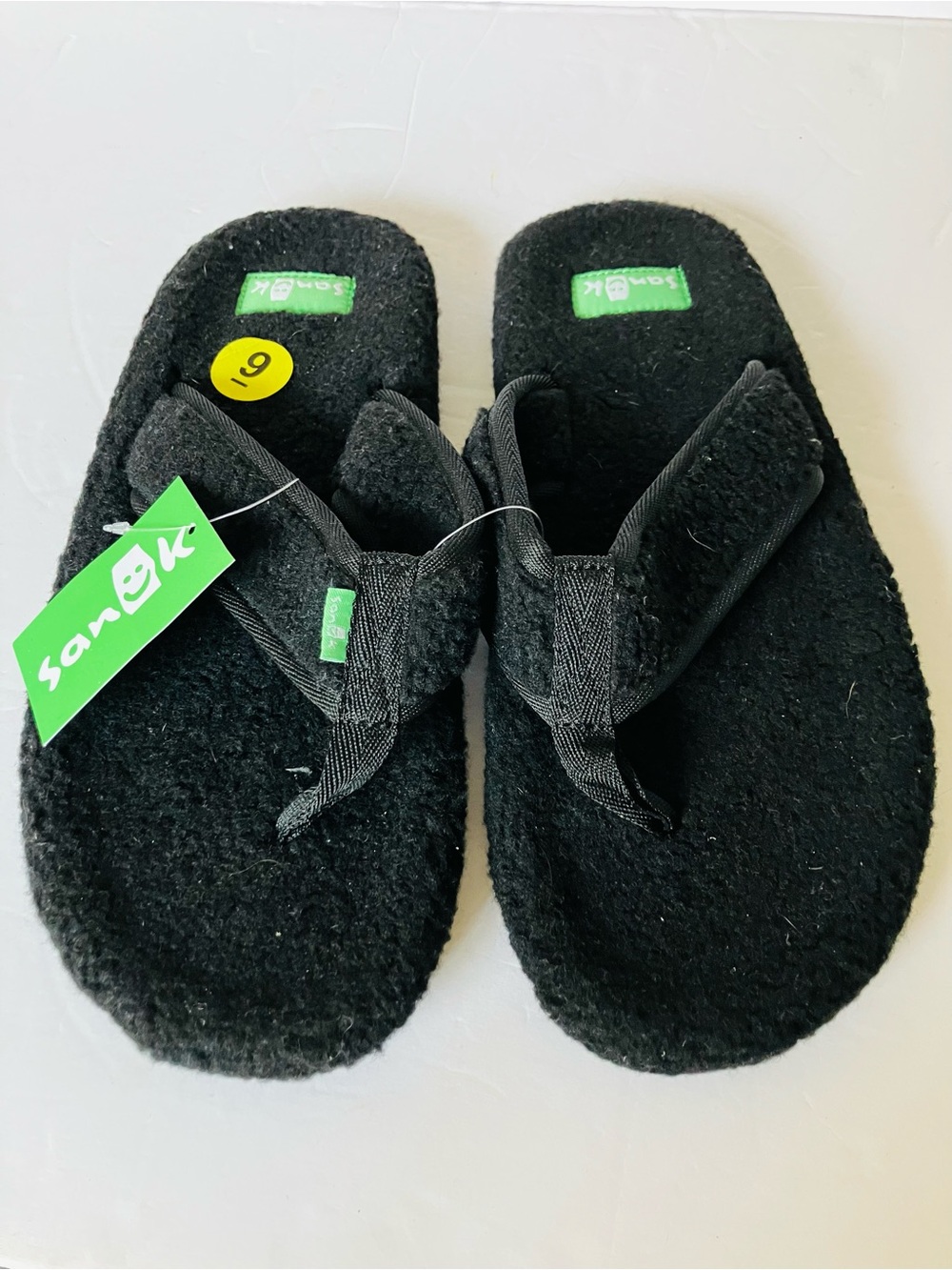 Sanuk Black Furreal Classic Chill Flip Flop Sandals Style 1094618 Men’s Size 9